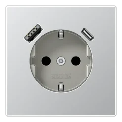 Tomada SCHUKO® com Carregador USB Tipo A e Tipo C LS JUNG AL1520-15CA