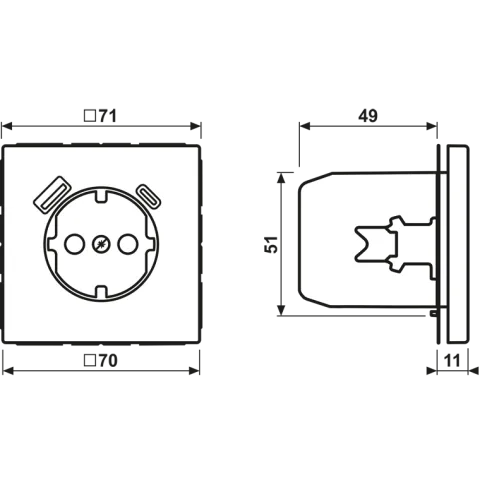 Tomada SCHUKO® com Carregador USB Tipo A e Tipo C Safety Plus LS JUNG AL1520-15CAD