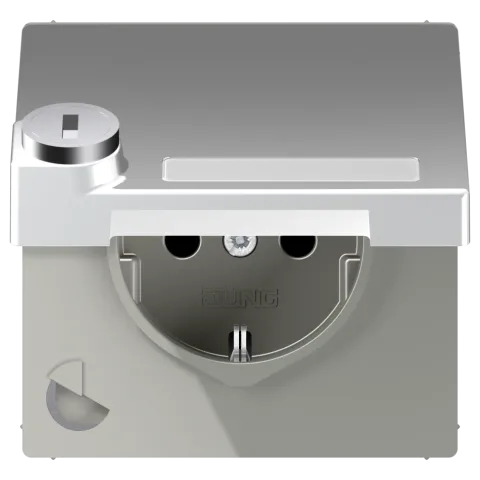 Tomada SCHUKO® com Tampa Basculante e Fechadura de Segurança LS JUNG AL1520NAKLSL