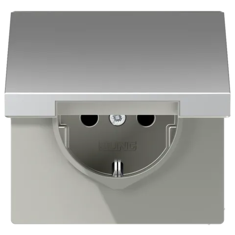 Tomada SCHUKO® com Tampa Basculante Alumínio LS JUNG AL1520KIKL