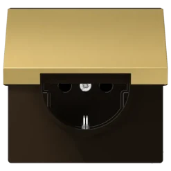 Tomada SCHUKO® com Tampa Basculante Latão Classic Safety Plus LS JUNG ME1520KIKLC