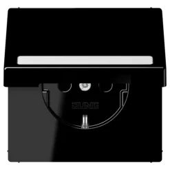 Tomada SCHUKO® com Tampa Basculante e Campo de Inscrição Preto LS JUNG LS1520BFNAKLSW