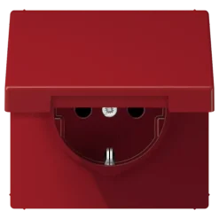 Tomada SCHUKO® com Tampa Basculante Vermelha Safety Plus LS JUNG LS1520BFKIKLRT