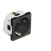 Tomada Shucko com alvéolos planos e obturador, 45129 SPM-Preto Mate - Série Quadro 45 efapel