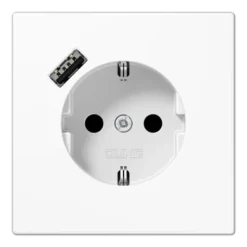 Tomada shucko-2P+T- com carregador USB - tipo A- carregamento rápido-LS1520-18AWW Branco - Jung