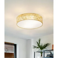 VISERBELLA Candeeiro de Teto Dourado EGLO – Plafon Têxtil 110cm 97641