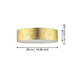 VISERBELLA Candeeiro de Teto Dourado EGLO – Plafon Têxtil 110cm 97641